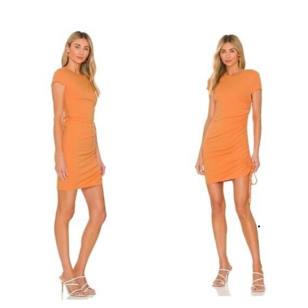 Orange Ruched Bodycon Dress
